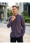 Loose Fit Plaid Patterned Long Sleeve Navy Blue Shirt with Pockets