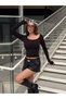 Black Low-Cut Boat Neck Long Sleeve Bodysuit 32033 - 4