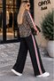 Buketli̇ Women's Turvakar Sleeve Leopard Patterned Top with Ribbon Detail and Loose Pants Bottom Top Two-Piece Set - 8