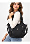 Women's Black Parachute Fabric Shoulder and Crossbody Bag Multi-Compartment Daily Use Bag - 2