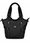 Women's Black Parachute Fabric Shoulder and Crossbody Bag Multi-Compartment Daily Use Bag