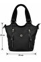 Women's Black Parachute Fabric Shoulder and Crossbody Bag Multi-Compartment Daily Use Bag - 6