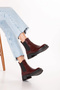 Genuine Leather Double Elastic Casual Lightweight Boots Shakira Burgundy - 3