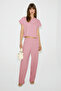 Selest women's organic cotton round neck low sleeve tube leg pink top and bottom set - 2