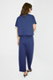Milane Women's Organic Cotton V-Neck Comfortable Molded High Waist Tracksuit Navy Blue Bottom-Top Set - 4