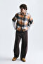 Boxy Fit Plaid Double Sleeve Shirt