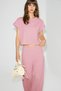Selest women's organic cotton round neck low sleeve tube leg pink top and bottom set