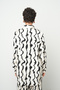 Women's Wave Patterned Black - White Oversize Shirt - 5