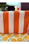 Orange Striped Linen Fabric Pencil Case - Makeup Bag - Pencil Case - 2