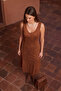 V-Neck Buttoned Long Suede Women's Dress - 3