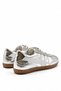 Leao Women's Silver Shiny Patent Leather White Striped Low Sole Lace-Up Casual Sports Sneaker Shoes - 4