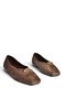 Z820503202 Brown Suede Buckle Detailed Blunt Toe Women's Ballerinas - 6