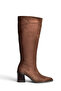 Z308106002 Brown Suede Thick Heeled Women's Boots - 4