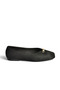 Z820503202 Black Suede Buckle Detailed Blunt Toe Women's Ballerinas - 4