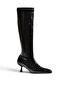 Z282810460 Black Rustic Pointed Toe Kitten Heel Stretch Boots - 2