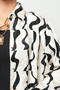 Women's Wave Patterned Black - White Oversize Shirt - 3