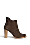 Z654047961 Brown Genuine Leather Suede Thick Heeled Women's Boots - 6