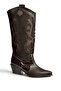 Z920123909 Brown Low Heeled Cowboy Model Women's Boots - 5