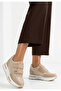 Rete Premium 7cm Hidden Heel Beige Velcro Glitter Women's Sneaker - 4