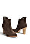 Z654047961 Brown Genuine Leather Suede Thick Heeled Women's Boots - 7