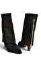 Z820484202 Black Suede Thick Heeled Foldover Boots - 5
