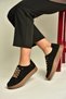 V999060502 Black Genuine Leather Suede Women's Sports Shoes Sneakers - 4
