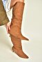 Z726103402 Tan Suede Short Thin Heeled Women's Boots - 4