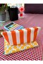 Orange Striped Linen Fabric Pencil Case - Makeup Bag - Pencil Case