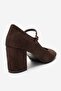 Nicho Brown Suede Women's Thick Heeled Shoes - 7
