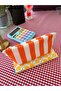 Orange Striped Linen Fabric Pencil Case - Makeup Bag - Pencil Case - 4