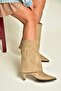 Z820484202 Mink Suede Thick Heeled Foldover Boots - 2