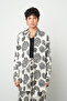 Women's Floral Patterned Black - White Oversized Shirt