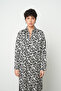 Women's Leaf Patterned Black - White Tunic Dress - 2