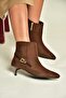 Z518031102 Brown Suede Thin Heeled Women's Boots - 2