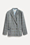 Women's Gray Plaid Oversized Blazer Jacket