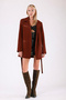 Red Brown Leather Garnished Cashmere Coat - 3
