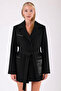 Black Leather Trimmed Cashmere Coat