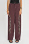 Women's Stylish Wide-Leg Pants with Sequin and Bead Embroidery on the Sides