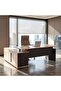 OLSON OFFICE DESK RIGHT SIDE RETURN ADJUSTABLE HEIGHT 200CM W X 70-120CM H -NATURAL & DARK GREY