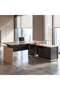 OLSON OFFICE DESK RIGHT SIDE RETURN ADJUSTABLE HEIGHT 200CM W X 70-120CM H -NATURAL & DARK GREY - 6