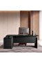 HALPERT OFFICE DESK RIGHT SIDE RETURN ADJUSTABLE HEIGHT 200CM W X 70-120CM H - BLACK ~ BLACK - 4