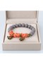 Gray and Orange Beaded Elephant Figured Elastic Bracelet – Ethnic Bohemian Accessory - 3