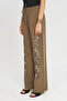 Women's Stylish Wide-Leg Pants with Sequin and Bead Embroidery on the Sides - 2