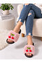 Cerise Cherry Detailed Plush Women's House Slippers Soft Sole Gift Dowry House Slippers Stc1363 - 3