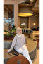 Beige Striped Oversize Long Sleeve Sweatshirt