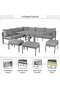 ALBANN OUTDOOR 8 SEATER SOFA SET (3 OTTOMAN + TABLE) - LIGHT GREY - 7