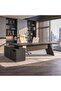 GEKKO OFFICE DESK RIGHT SIDE RETURN 240CM - DARK OAK & MIDDLE GREY