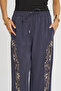 Women's Stylish Wide-Leg Pants with Sequin and Bead Embroidery on the Sides - 3
