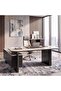 MONARQUE EXECUTIVE DESK WITH SIDE CABINET MARBLE - BEIGE & BROWN