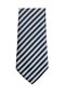 Silver Colored Striped Navy Blue Men's Tie - 8 cm Wide - 5